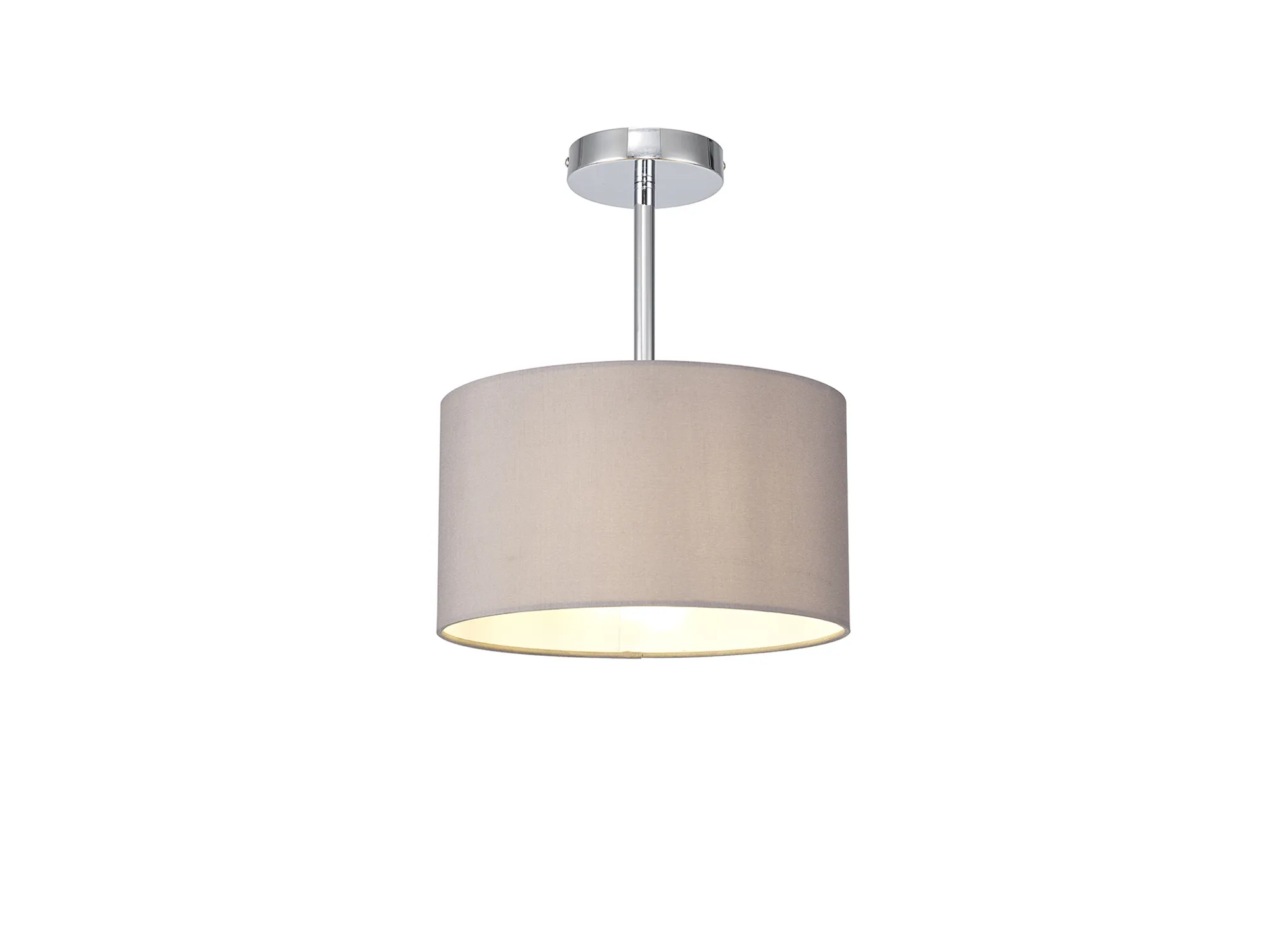 DK0086  Baymont 30cm Semi Flush 1 Light Polished Chrome; Grey